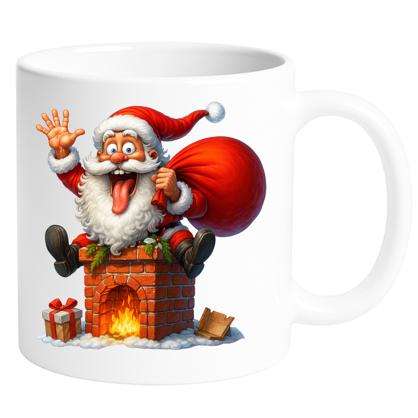 Keramična skodelica – Božiček sedi na kaminu